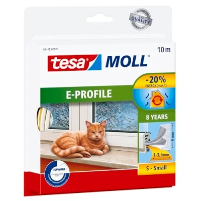 Abbildung von tesa Dichtungsbänder tesamoll E Profil Gummidichtung 9 mm x 10 m weiß