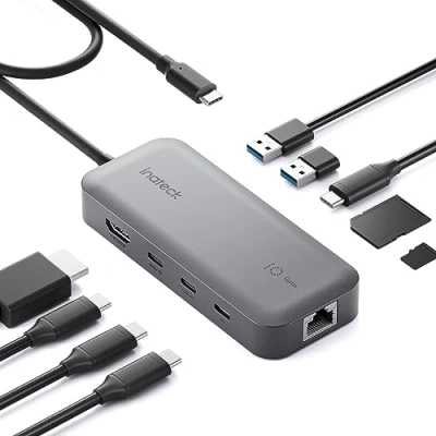 Abbildung von Inateck 10 in 1 USB C Hub, 4K 60Hz HDMI Docking Station, 10Gbps 2 3.2 Adapter