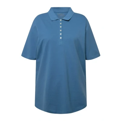 Abbildung von Ulla Popken Grandes Tailles DE Manches Courtes Poloshirt bluegrey, Damen, Größe: 62/64, Blue grey