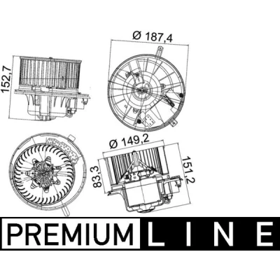 Abbildung von MAHLE ORIGINAL AB 149 000P Innenraumgebläse für Fahrzeuge mit Klimaautomatik Linkslenker integriertem Regler VOLKSWAGEN: Passat CC
