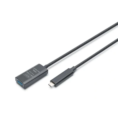 Abbildung von DIGITUS Aktives USB 3.2 Gen 2 Verlängerungskabel 5 m C Stecker auf A Buchse Repeater Kabel mit Plug &amp; Play Bis zu 10 Gbit/s Stromversorgung über Schwarz