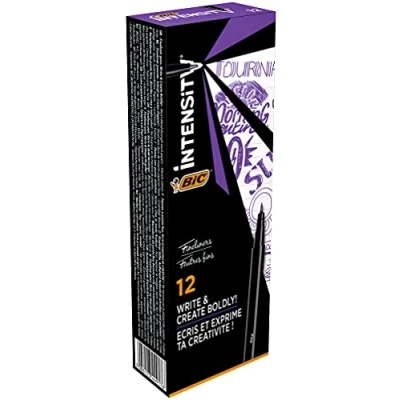 Abbildung von BIC Intensity Fineliner, Filzstifte Set mit 12 Stiften in Violett, feiner Spitze, Ideal für das Büro, Home Office oder die Schule