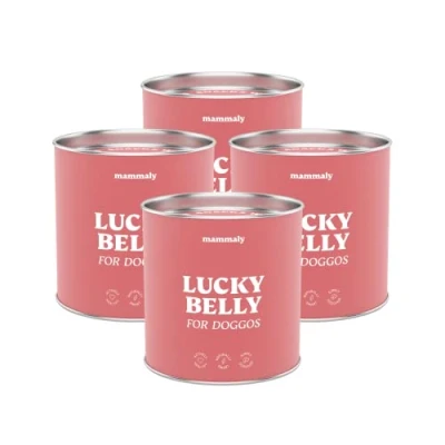 Abbildung von mammaly 4X Super Sparpaket Lucky Belly Probiotika Hundeleckerli Verdauungssnacks Magen Darmflora Aufbau (bei Durchfall, Sodbrennen &amp; Gras fressen) Alternative zu Heilerde, Kohletabletten als Snacks