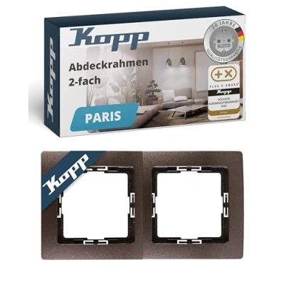 Abbildung von Kopp Paris 2 fach Abdeckrahmen, für senkrechte und waagrechte Installation, IP20, palisander braun, 308526064