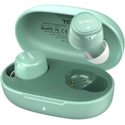 Abbildung von TOZO E1 Kopfhörer kabellos Bluetooth 5,3 Kopfhörer, In Ear mit APP, 30 Std Premium Sound, IPX6 Wasserdicht, 2 ENC Mikrofone klare Anrufe Noise Cancelling Grün