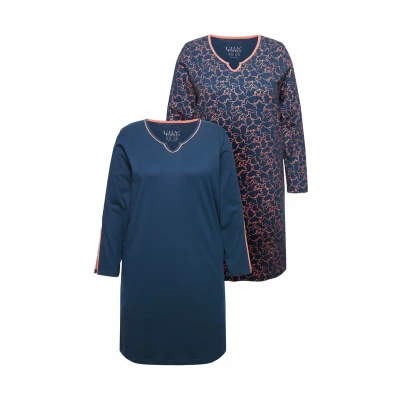 Abbildung von Ulla Popken 2 PACK OF Sleep STAR Nachthemd, Damen, Größe: 42/44, Night blue
