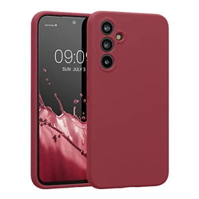 Abbildung von kwmobile Hülle kompatibel mit Samsung Galaxy A54 5G Case gummiert Silikon Handyhülle Schutzhülle Rhabarber Rot