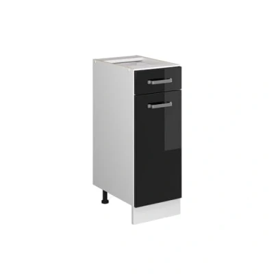 Abbildung von Vicco Küchenunterschrank R Line, Schwarz Hochglanz/Weiß, 30 cm ohne Arbeitsplatte