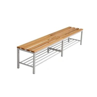 Abbildung von furni24 Bank Umkleidebank, Sitzbank für Umkleideräume mit Schuhrost BxHxT: 200x42x40 cm, Umkleidesitzbank, Garderobenbank, Sportbank, Echtholz Fitnessstudio