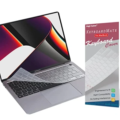 Abbildung von Digi Tatoo (Nicht für 2023/2024 Air 13) Ultra Dünn Tastaturschutz Kompatibel 2021/2022 MacBook 13 (A2337/A2179) (EU/German Layout),Transparent,TPU