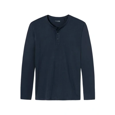 Abbildung von Schiesser MIT Knopfleiste Nachtwäsche Shirt, Herren, Größe: Small, Dark blue