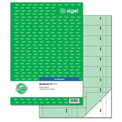 Abbildung von SIGEL BO111 Bonbuch Bonblock, 1000 Abrisse grün, A4, 2x50 Blatt