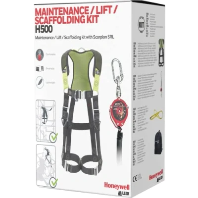Abbildung von Honeywell Miller PSS H500 Comfort IC6 Gurtset für Ganzkörperkonstruktion, Schlüsselbandhalter, spezieller SRL Weblink, RFID Etikett, belastbar bis 140 kg, Größe 2, 1036598