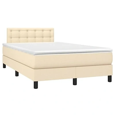 Abbildung von vidaXL Boxspringbett mit Matratze Polsterbett Doppelbett Bett Hotelbett Schlafzimmerbett Bettrahmen Bettgestell Lattenrost Creme 120x200cm Stoff