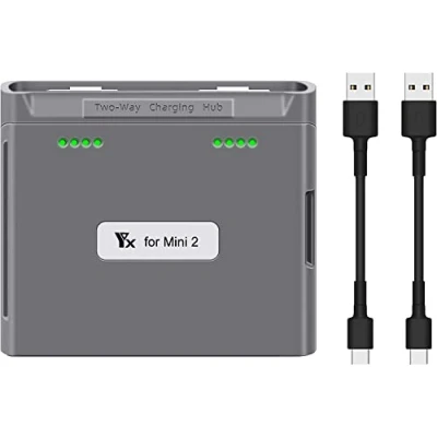 Abbildung von YUNIQUE GREEN CLEAN POWER Ladegerät Kompatibel mit DJI Mavic Mini 2/Mini SE Zweiwege Ladehub USB C Aufladung für Drohnenbatterien, Grau