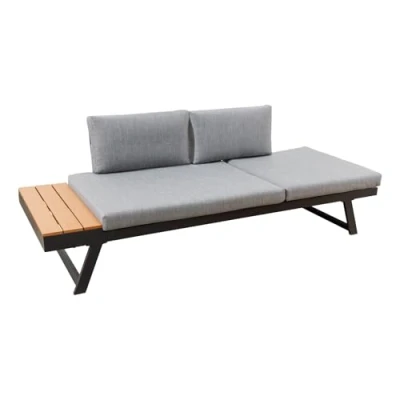 Abbildung von riess ambiente Loungesofa MODULAR MIAMI 230cm grau natur anthrazit · wetterfeste Outdoor Liege, Einzelartikel 1 Teile, Balkon/Terrasse/Garten Aluminium &amp; WPC verstellbares Kopfteil