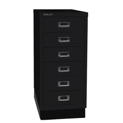 Abbildung von BISLEY MultiDrawer, 29er Serie mit Sockel, DIN A4, 6 Schubladen, Metall, 633 Schwarz, 38 x 27.9 67 cm