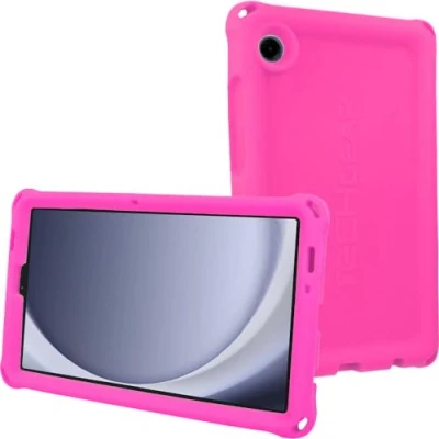 Abbildung von TECHGEAR Schutzhülle für Samsung Galaxy Tab A9 22,1 cm (8,7 Zoll) 2023 (SM X110 / SM X115), robust, stoßfest, weiches Silikon, griffig, rutschfest, mit Displayschutzfolie, kindersicher, Schwarz