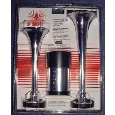 Abbildung von Fanfare Zweiklang Kompressor chrom Metall 12 Volt lt. STVZO zugelassen !!!