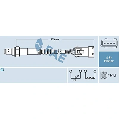 Abbildung von FAE 77240 Lambdasonde PEUGEOT: 207 Schrägheck, 206 SW, CITROËN: C3 I Xsara Picasso, C2 Schrägheck