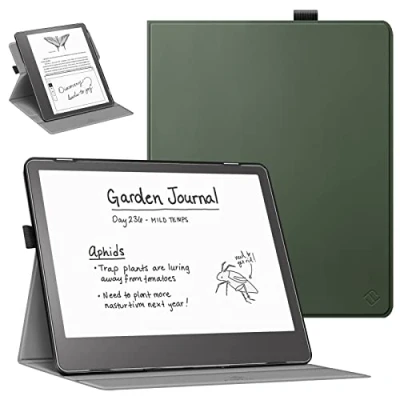 Abbildung von Fintie Hülle für 10,2 Zoll Kindle Scribe (der erste mit Schreibfunktion) Schutzhülle Cover 360 Grad drehbarem Ständer Stift Halterung und Auto Schlaf/Wach, Alpingrün