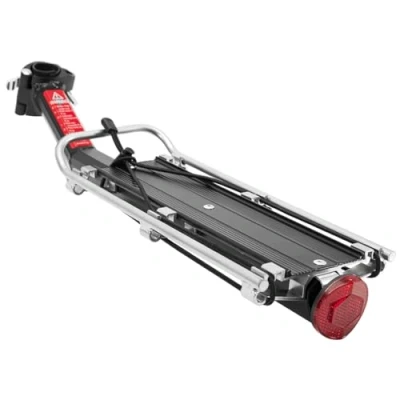 Abbildung von MidGard Fahrrad Gepäckträger für Sattelstütze aus Aluminium, mit Reflektor E Bike MTB Rennrad, verstellbar 24 29 Zoll Fahrräder, belastbar bis maximal 9 kg