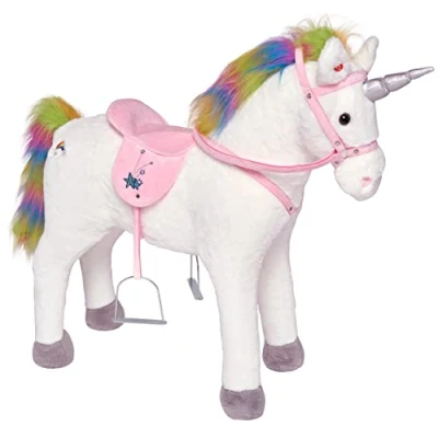 Abbildung von Pink Papaya Stehpferd Spielpferd zum Reiten für Kinder 65 / 75 cm Plüschpferd, Kuscheliges Kinder, handgefertigt
