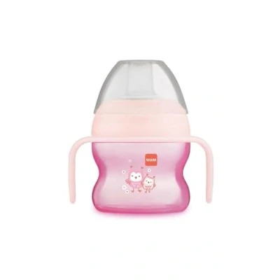 Abbildung von MAM Silikon Starterbecher mit rutschfesten Griffen und Ausguss, 4 Monate, 150 ml, Rosa
