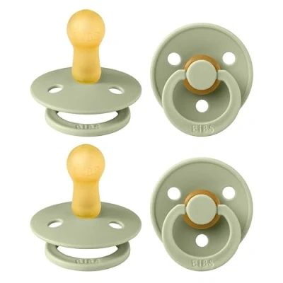 Abbildung von BIBS Colour Schnuller 4er Pack, BPA frei, Kirschform Nippel. Naturkautschuk/Latex, Hergestellt in Dänemark, Größe 2 (6 18 Monate), Sage