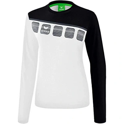 Abbildung von Erima Damen 5 C Longsleeve, weiß/schwarz/dunkelgrau, 34