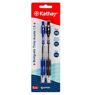 Abbildung von Kathay 86210399 Klickstifte, blaue und schwarze Tinte, Ölbasis, Spitze 1 mm, perfekt für Ihr Schul Büromaterial