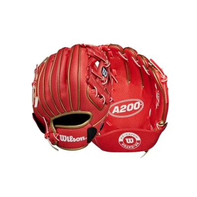 Abbildung von Wilson Unisex, Teenager A200 EZ Catch T Ball Handschuh, Rot/Metallic Gold, 9&quot;
