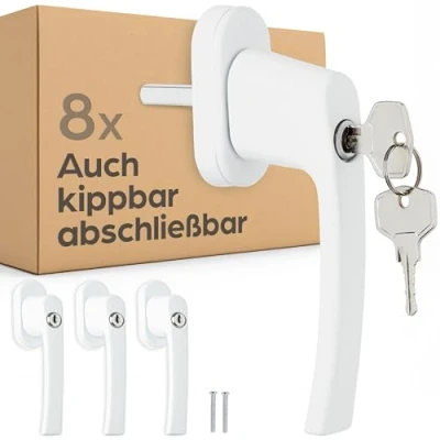 Abbildung von Prowiste 8 Abschließbare Fenstergriffe Weiß 𝗞𝗶𝗻𝗱𝗲𝗿𝘀𝗶𝗰𝗵𝗲𝗿 Einfache Montage Mit 16 universalen Schlüsseln Zuverlässiger Schutz