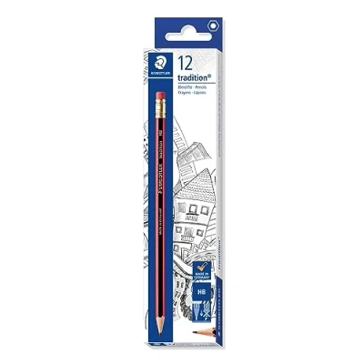 Abbildung von STAEDTLER Traditionsbleistifte HB, mit Radiergummi in Klarsichtverpackung HB 12er Pack Schwarz