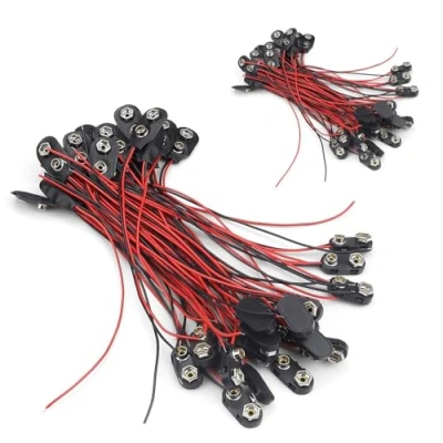 Abbildung von HJIAMA 40 Stück 9v Batterie Anschluss, Batterieclip mit 150 mm Kabel, Stecker, Typ I Kunststoff und Leder, für Kleine Geräte