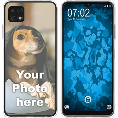 Abbildung von PhoneNatic personalisierte Handyhülle für Galaxy A22 5G Schwarz Custom Case zum selbst gestalten mit eigenem Foto Bild Text individuell (Galaxy 5G, Schwarz)