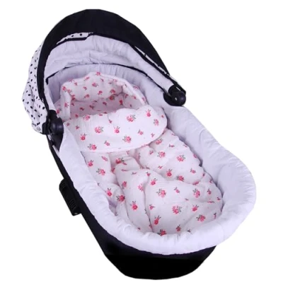 Abbildung von BabyLux Fußsack 90cm für Babyschale, Kinderwagen &amp; Buggy, Minky, ideal Frühling, Sommer Herbst &amp;, warm weich Kinderfußsack (md2 Musselin Röschen)