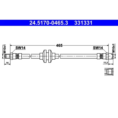 Abbildung von ATE 24.5170 0465.3 Bremsschläuche 465 M10x1 VOLVO: 480 E