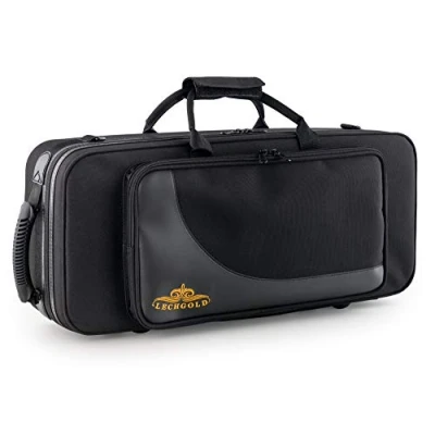 Abbildung von Lechgold Leichtkoffer für Alt Saxophon Lightcase alle gängigen Altsaxophone Thermopolsterung Außentasche Rucksackgarnitur Separate Fächer S Bogen, Mundstück und Zubehör Schwarz