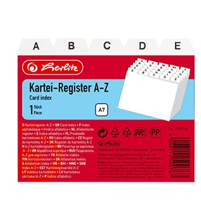 Abbildung von herlitz Karteiregister A Z, PP, A7 quer, weiÃŸ, 24 teilig