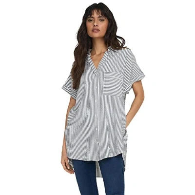 Abbildung von ONLY Damen Onlfenna S/S Loose Shirt Wvn Noos, Cloud Dancer/Stripes:iron Gate Stripe, XS