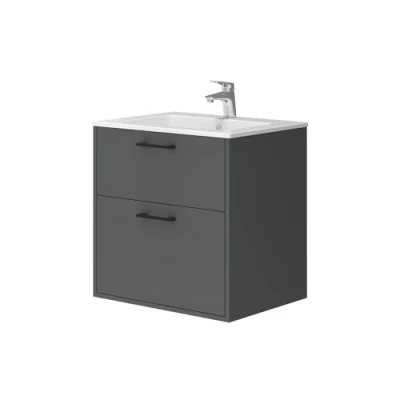 Abbildung von Vicco Badmöbel Set Lanco, Anthrazit, 61 x 61.5 cm mit Waschbecken