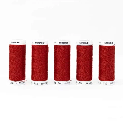 Abbildung von Korbond rotes 500 m Polyestergarn 5 x 100 Rollen Faden für Handnäh und Nähmaschinen kein Einlaufen ideal zum Flicken, Schneidern, Quilten, Basteln, Reparaturen Verzieren, Polyester, 500m