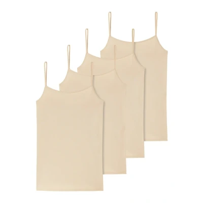 Abbildung von Schiesser 4ER PACK Unterhemd/shirt, Damen, Größe: 46, Sand
