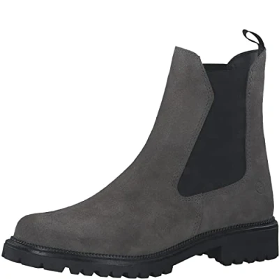 Abbildung von Tamaris Damen Ankle Boots, Frauen Stiefeletten,flach,Boots,Stiefel,Bootee,Booties,halbstiefel,Kurzstiefel,uebergangsschuhe,Grey Suede,36 EU
