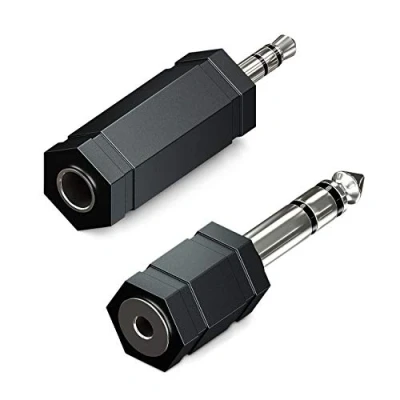 Abbildung von deleyCON 2 Stück Stereo Audio Klinke Adapter 3,5mm Klinken + 6,3mm HiFi Stecker Receiver Heimkino Kopfhörer