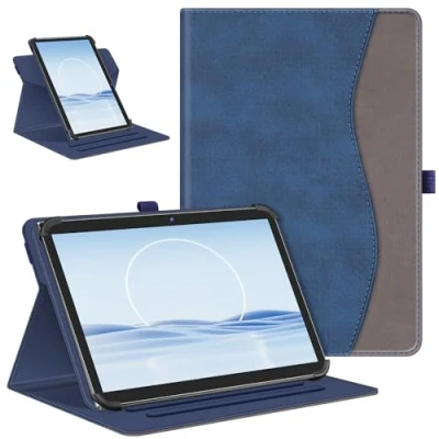 Abbildung von Fintie Tablet Hülle 10.1 Zoll Universal für HotLight/SGIN/PRITOM/DOOGEE/Lville 10 Zoll, 360 Grad drehbar Schutzhülle 9 10.5&quot; Hülle, Denim Indigoblau