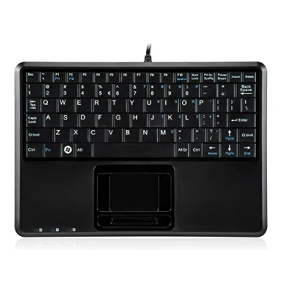 Abbildung von Perixx PERIBOARD 510HPLUS, Super Mini Tastatur schnurgebunden mit Touchpad und USB Hub US English Layout schwarz