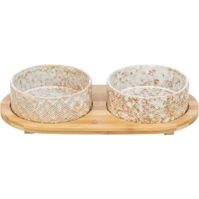 Abbildung von TRIXIE Napf Set Set, Keramik/Bambus weiß/natur