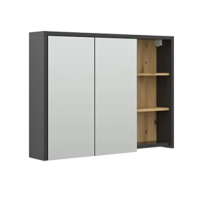 Abbildung von Vicco Badezimmerspiegelschrank Viola, Anthrazit/Eiche, 100 x 75 cm (3 St)